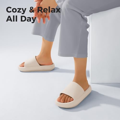 Leevar Blue Cloud Slides for Women and Men - Soft, Comfy, Relax Cloud Slippers, Thick Sole, Non-slip Slides for Men, Easy to Clean, Shower, Swimming, Beach, Shower Slippers