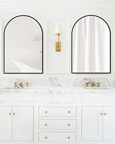 TinyTimes 81''x41'' Oversized Full Length Mirrors, Arched Floor Mirror with Stand, Full Body Large Oversized Standing Mirror/Leaning/Hanging Wall Mounted for Living Room, Bedroom, Gold