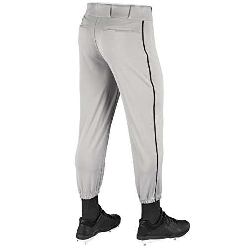 CHAMPRO Male Kids Triple Crown Classic Baseball Pant with Braid, Grey , Black Pin, X-Small