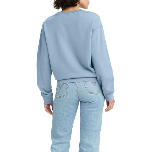 Levi's Women's Standard Crewneck Sweatshirt (Also Available in Plus), (New) Poster Logo Crew Porcelain Blue Graphic, XX-Large