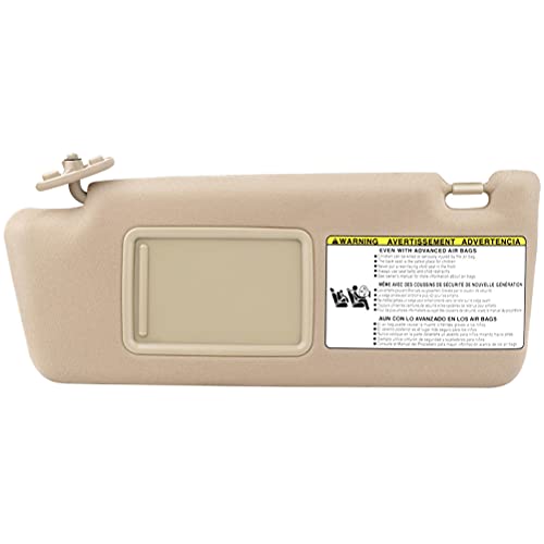 SCITOO Left Driver Side Beige Sun Visor Assembly fit for 2005 2006 2007 2008 2009 2010 2011 2012 2013 2014 for Toyota for Tacoma Without Sunroof(74320-04180-E1, 74320-04181-E1)