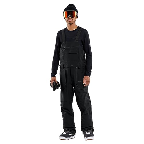 Volcom Mens Roan Bib Snowboard Pant Overalls, Dark Grey S3, Small US