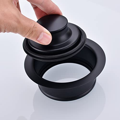 TRUSTMI Kitchen Sink Flange Stopper for Garbage Disposal Stainless Steel Universal 3-1/2 Inch Sink Drain Opening Replacement Accessories, Matte Black