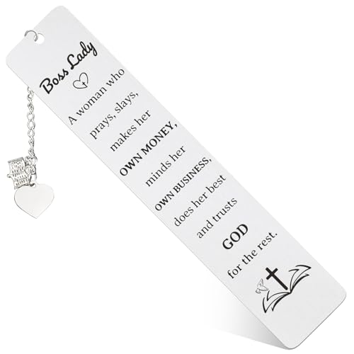 Lasimfa Funny Bookmark Gift for Women Boss Lady, Metal Book Markers Appreciation Christian Religious Gifts for Boss Lady Leader Mentor Manager Coworker, Thank You Boss Retirement Farewell Gift