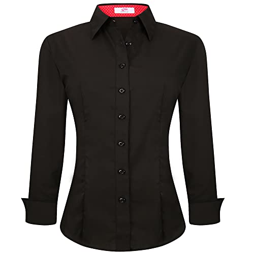 Esabel.C Womens Button Down Shirts Long Sleeve Regular Fit Stretch Work Blouse Purple S