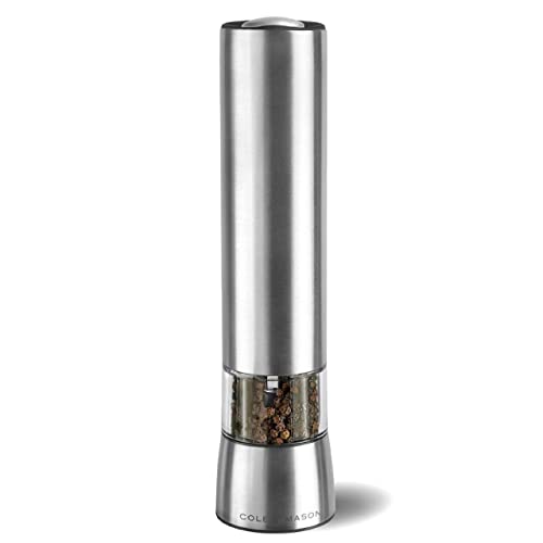 Cole & Mason Hampstead Electronic Pepper Mill - Electric Pepper Grinder Set - Adjustable Electric Spice Grinder - Hand Wash - Stainless Steel