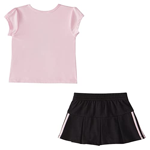 adidas Baby Girls' Short Sleeve Tee & French Terry Pleated Skort Set, Clear Pink, 3M