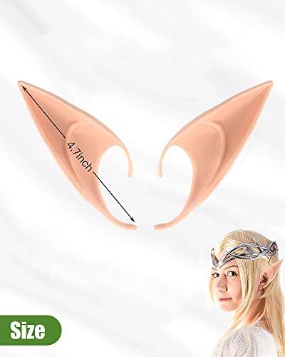 CEDAR BRIGHT Elf Ears Cosplay Masquerade Accessories - Kids&Adult Soft Pointed Ear Tips Anime Party Dress Up Costume Fairy Pixie for Halloween Christmas Party