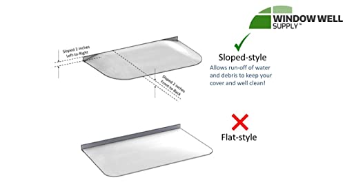 Polycarbonate & Aluminum Window Well Cover – Heavy-Duty Sloped Basement Window Guard, UV-Resistant Plastic Covering, Durable Outdoor Protection, Rust-Free Frame (43" W x 17" L)