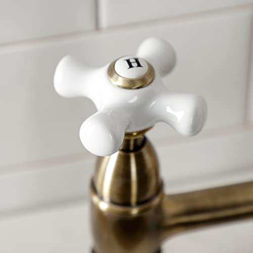 Kingston Brass KS1273PXBS Kitchen Bridge Faucet with Side Sprayer, Antique Brass