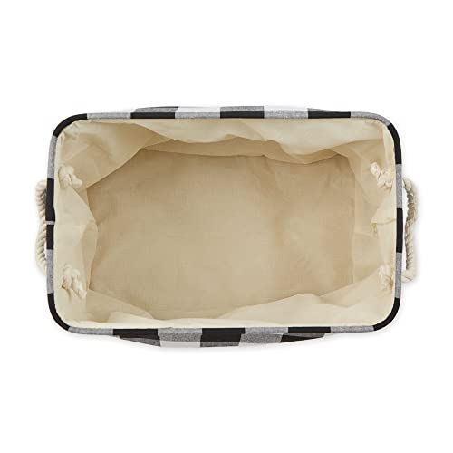 DII Buffalo Check Storage Collection Collapsible Bin with Handles, Medium Rectangle, 16x10x12, Black & White