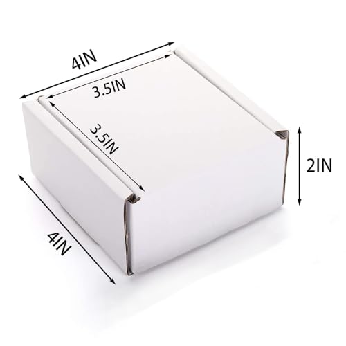 Cedilis 75 Pack Corrugated Mailer, 4x4x2 Inches Shipping Boxes, Small Cardboard Box for Shipping Mailing and Storing, Recyclable, Crush Proof, Oyster White