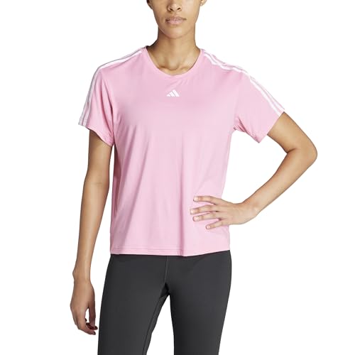 adidas Women's Train Essentials 3-Stripes T-Shirt, Bliss Pink/White, XX-Large