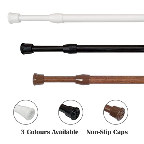 KXLife 2 Pack Spring Tension Curtain Rod for Window 16 to 28 Inch, Expandable Adjustable Small Curtain Tension Rods No Drill for Kitchen, RV, Cupboard, Refrigerator(Black)