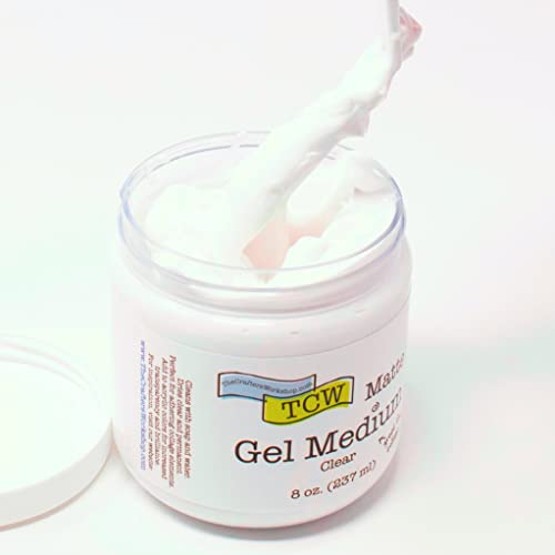 The Crafter's Workshop Matte Gel Medium for Acrylic Paint - Dimensional Clear Texture Paste for Stenciling & Mixed Media Art - Boutique Quality, 8 oz Jar