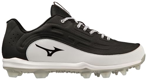 Mizuno Men's Ambition 3 Low TPU Baseball Cleats, Black-White, 11.5