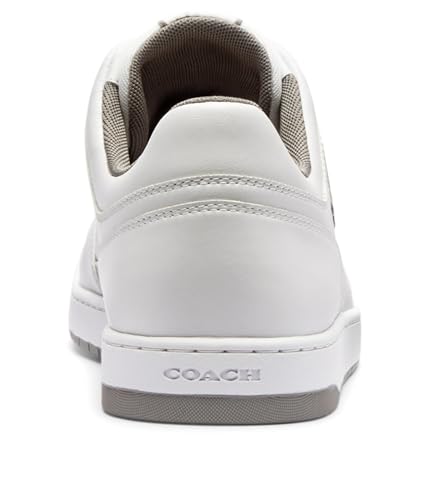 Coach Men's C201 Leather Sneaker, Optic White/Heather Grey, 13