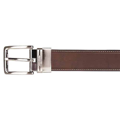 Nautica Men Reversible Leather Casual and Dress Belts with Metal Buckle, Double Stitch-Black/Brown, 44"