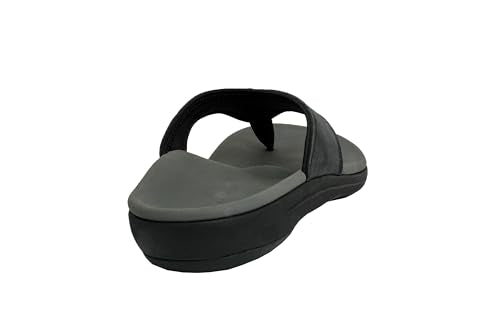 REVITALIGN Men's Yumi Leather Flip-Flop, Charcoal, 12 Wide