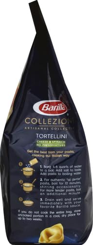 BARILLA Cheese & Spinach Tortellini Pasta, 12 oz. Bag - 6 Servings Per Bag - Pantry Friendly Dried Tortellini - Made with Non-GMO Ingredients