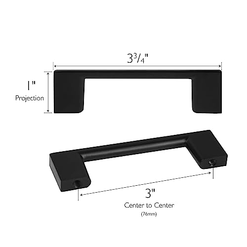 Design House 206524 Portico Modern Square Cabinet Pull, 96mm 5-Pack, Matte Black