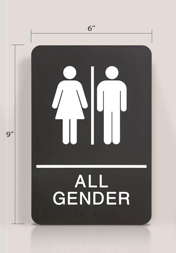 Headline Sign All Gender Restroom Sign, 6 x 9 Inches, ADA, Black and White (9460)