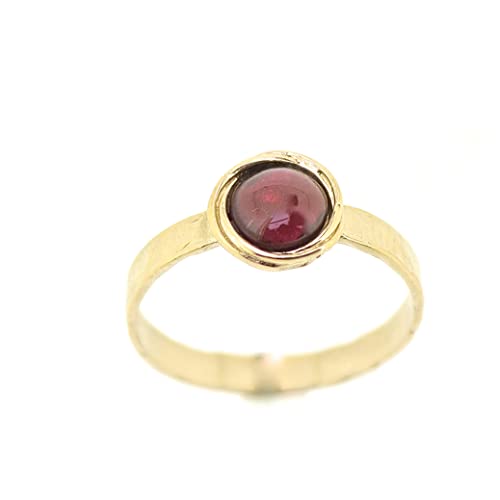 Garnet ring, Garnet gold ring, Red stone ring, 14k gold plating stone ring band, Stacking stone ring, Small stone gold ring (garnet, 9)