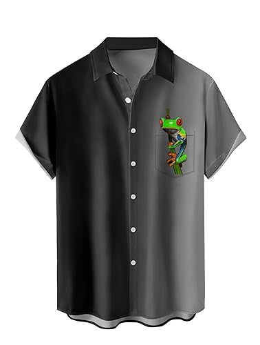 MIGFAXU Mens Short Sleeve Button Down Shirts Casual Printed Button Up Shirts Hawaiian