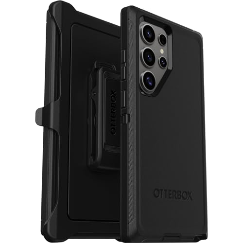 OtterBox Samsung Galaxy S24 Ultra Defender Series Case - BLACK, rugged & durable, with port protection, includes holster clip kickstand