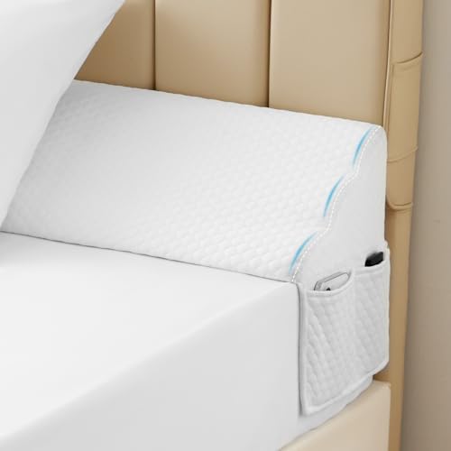 MEGCXIT Queen Bed Wedge Pillow for Headboard, Foam Pillow Wedge for Headboard Gap, Mattress Bed Gap Filler Queen, Triangle Pillow Wedge, Anti-Slip Bed Crack Space Filler (60"×10"×6") Air-Layer White