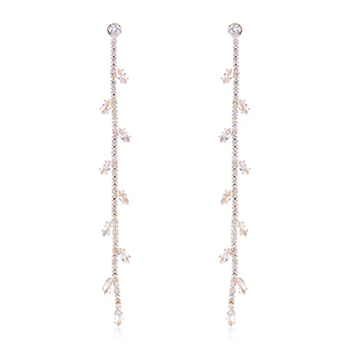 Sparkly Rhinestone CZ Lightweight Geometric Bar Statement Earrings - Multi Cubic Crystal, Acrylic Pearl Vertical Drop Dangles (Holiday Bold Round Linear Drop - Multi)