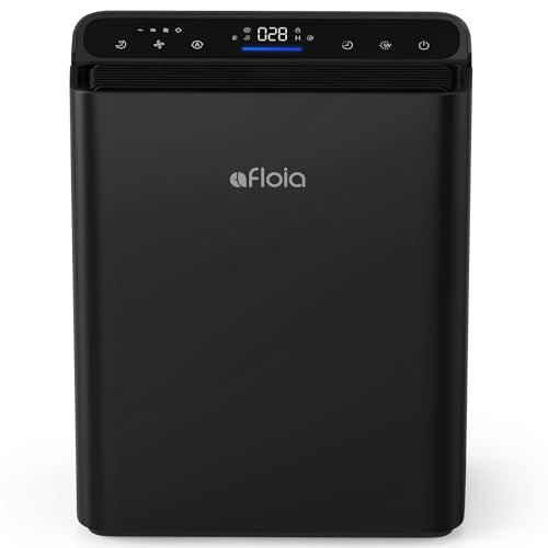 Afloia Air Purifiers for Bedroom Home Large Room Up to 1280Ft², 3-Stage Efficient Filter with Laser Air Quality Sensor for Pets Hair Dander Pollen Allergies Dust Mold Odor Smoke, Black