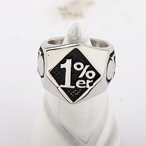 WKXZMTR Men's One Percent 1% Rings Biker Jewelry Motorcycle Club Ring Biker Ring Skull Rings Gothic 1% er Jewelry Biker Gifts (1% Rings G 14)