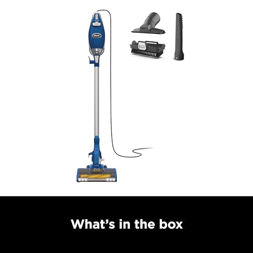 Shark HV343AMZ Rocket Corded Stick Vacuum with Self-Cleaning Brushroll, Lightweight & Maneuverable, Perfect for Pet Hair Pickup, Converts to a Hand Vacuum, Crevice Upholstery Tools, Blue/Silver