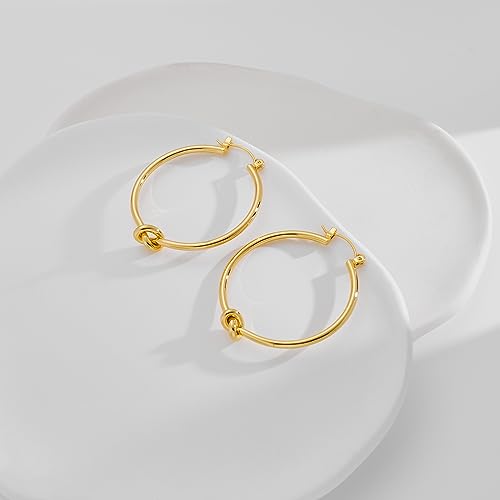 Large Gold Knot Hoop Earrings for Women Statement 18K Gold Hoop Earrings Lightweight Hoops Trendy Gold Hoops Earrings Fashion Jewelry