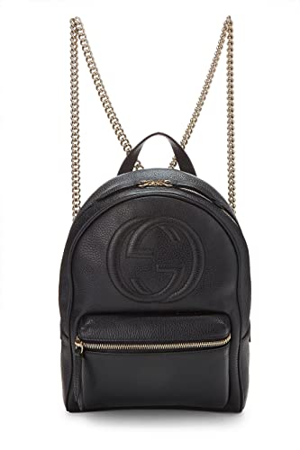 Gucci, Pre-Loved Black Leather Soho Chain Backpack, Black