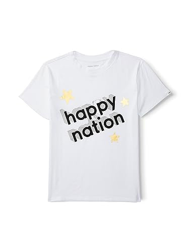 Happy Nation Girls Relaxed Cotton Short Sleeve T Shirt, Pure Black V Day