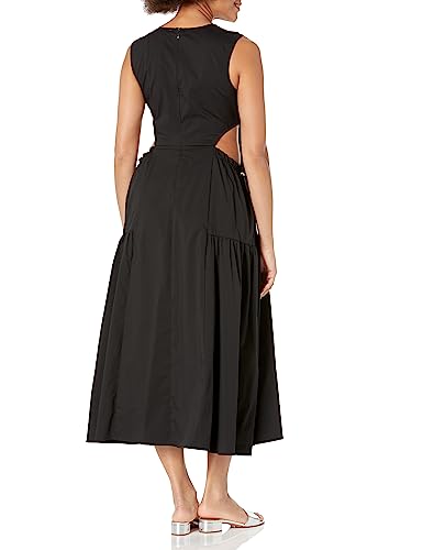 Moon River Women's Sleeveless Side Cut-Out Adjustable Shirred midi Dress, White, X-Small