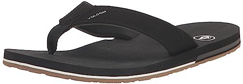 Volcom Men's Victor Flip-Flop Sandal, Black-New, 7