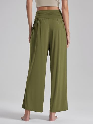 ODODOS Women's Wide Leg Palazzo Lounge Pants with Pockets Light Weight Loose Comfy Casual Pajama Pants-32 inseam, Navy, X-Large