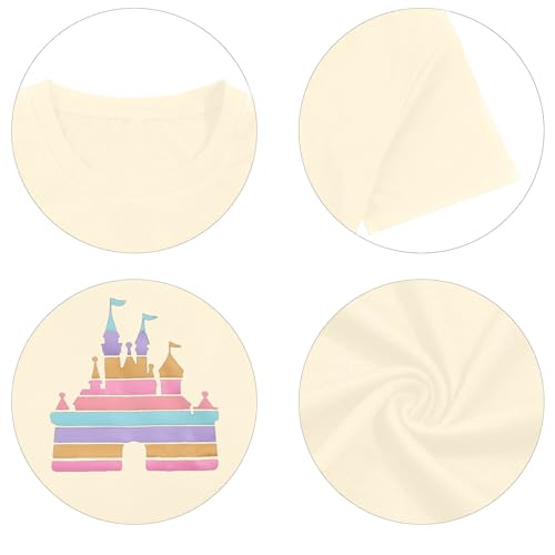 Magic Kingdom Shirt for Women: Funny Castle Graphic Tees Magical Fairy Tale Gift Casual Short Sleeve Tops Apricot