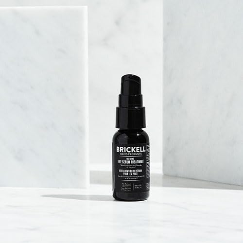 Brickell Men's Dark Circle Under Eye Treatment Serum For Men, Natural and Organic Eye Gel to Firm Men's Wrinkles, Reduce Dark Bags Under Eyes, and Promote Youthful Skin, 0.65 Ounce, Unscented