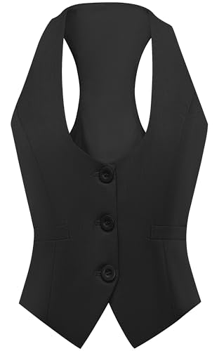 Foucome Womens Vest Fashion Casual Suit Vest for Women Versatile Racerback Waistcoat Vest Tops, Black, S