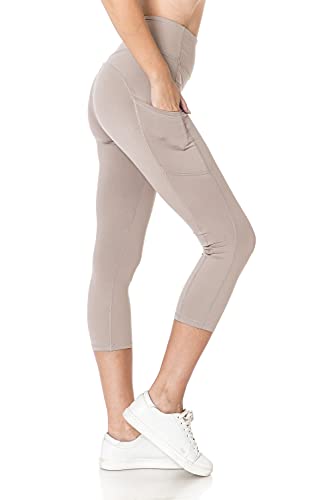 Leggings Depot Women's Athletic Leggings Pocket Yoga Pants (Capri, Navy, Medium)