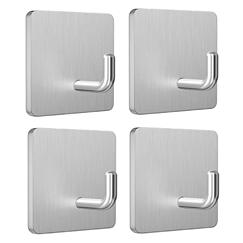 ACMYCH Adhesive Hooks, Waterproof Stainless Steel Hooks,Towel Hooks-4 Packs