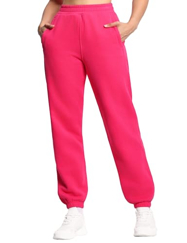 THE GYM PEOPLE Women's Fleece Sweatpants Warm Workout Joggers Pants with Pockets Black