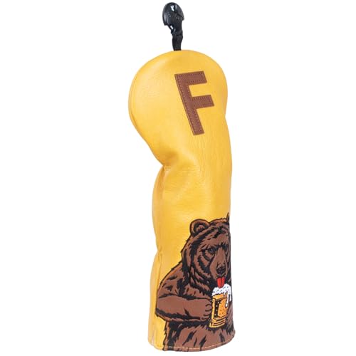 LZFAN Golf Valuables Pouch, Leather Golf Tee Pouch with Drawstring Closure Golf Ball Tee Handbag Portable Golf Accessories for Men Beer Bear (Valuables Pouch（flat）)