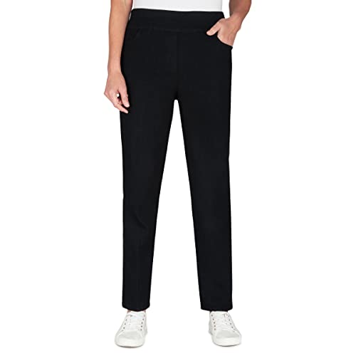 Alfred Dunner Womens Super Stretch Mid-Rise Short Length Pant, Black, Size 8