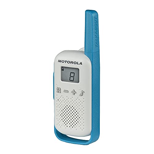 Motorola Solutions, Portable FRS, T114, Talkabout, Two-Way Radios, Battery Operated, 22 Channel, 16 Mile, White/Blue, 2 Pack