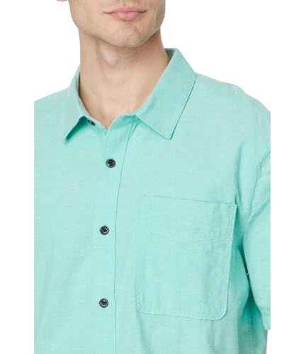 Volcom Men's Date Knight Short Sleeve Classic Fit Button Down Shirt, Crete Blue